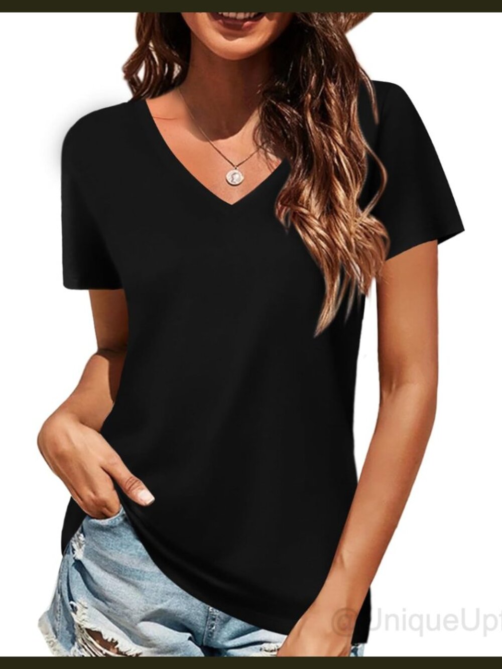 Womens Cotton V Neck Long Sleeve T Shirt Casual Basic Tee